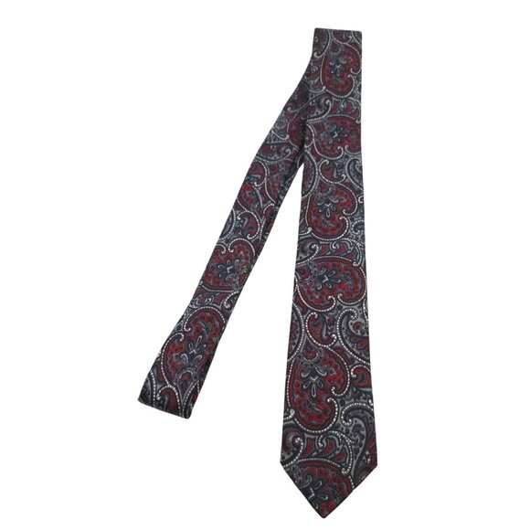 Christian Dior Other - Christian Dior Cravates Paris New York Paisley Tie Red & Gray Vintage Silk